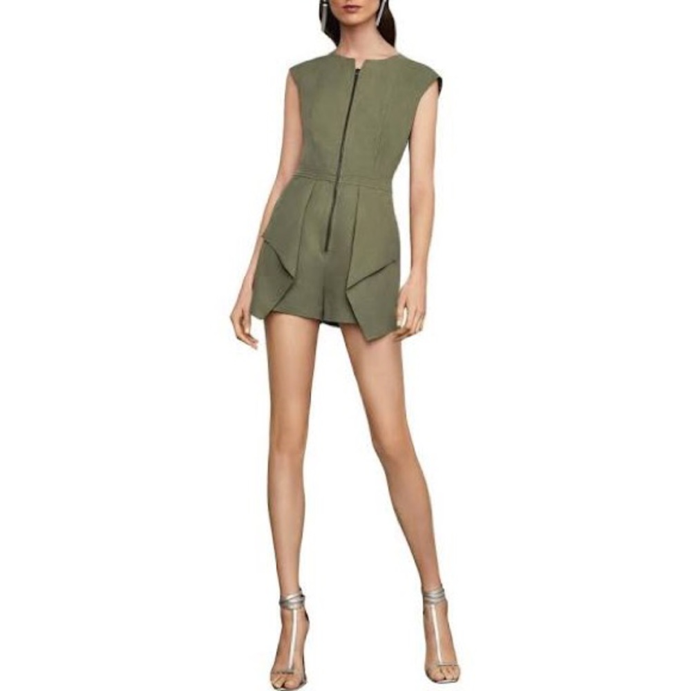 BCBG Max Azria Womens Drapey Sleeveless Romper